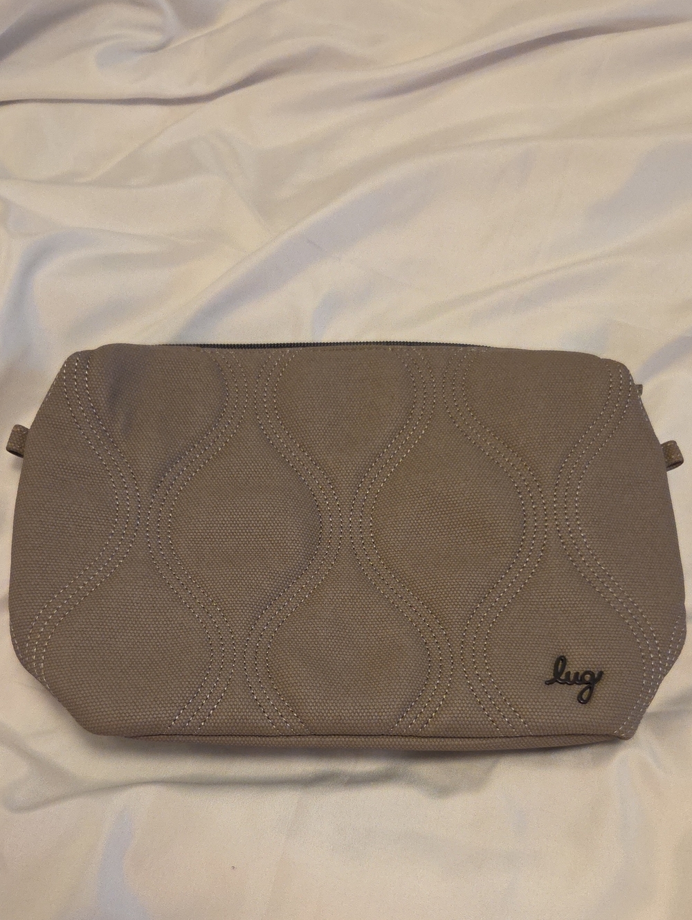 lug Quilted Canvas Cosmetic Pouch - Taupe